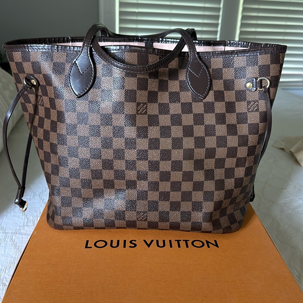 Louis Vuitton Neverful Damier Ebene Rose Ballerine MM
